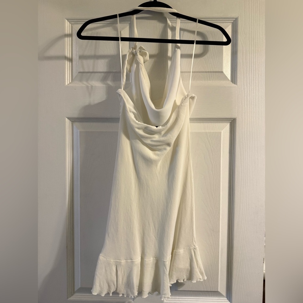 Reformation White Mini Dress with Ruffle Hem - Picture 2 of 4